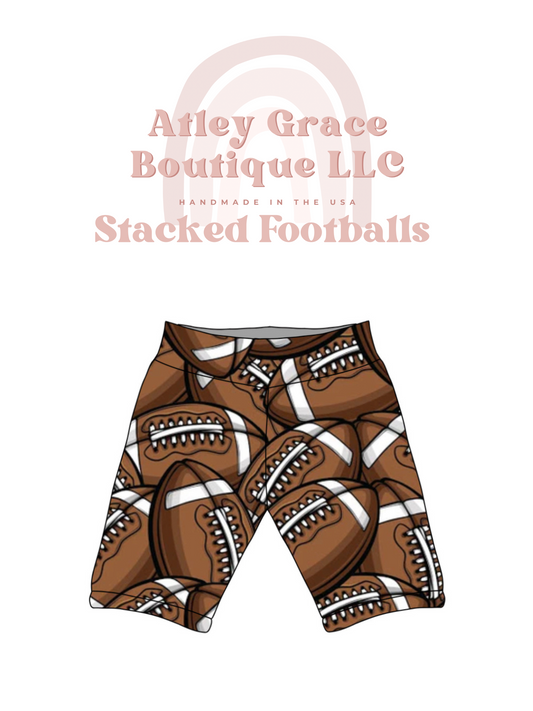 Stacked Footballs | Biker Shorts