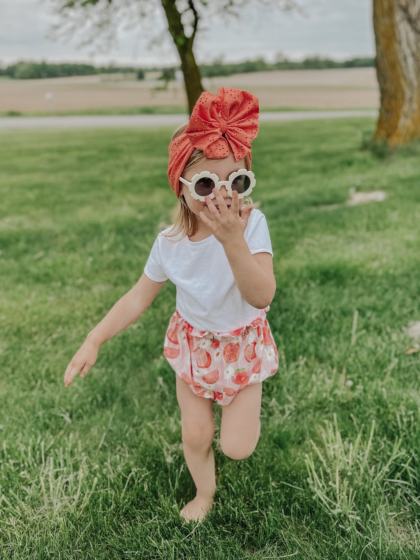 Coral | Eyelet Magnolia Bow