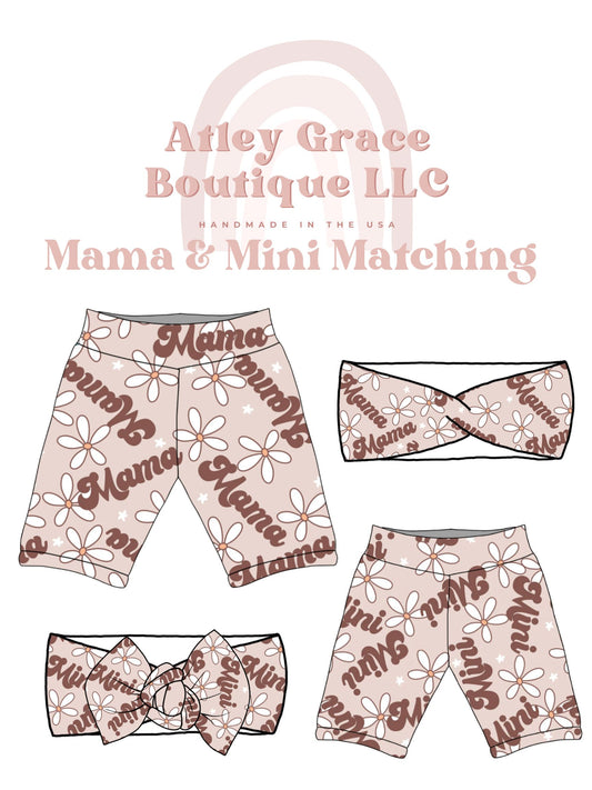 Mama & Mini Matching | Muted Daisies |  Biker Shorts