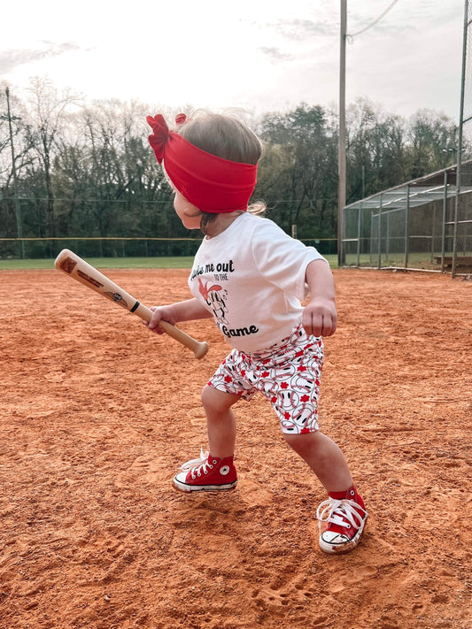 Floral Baseball Smiles | Biker Shorts