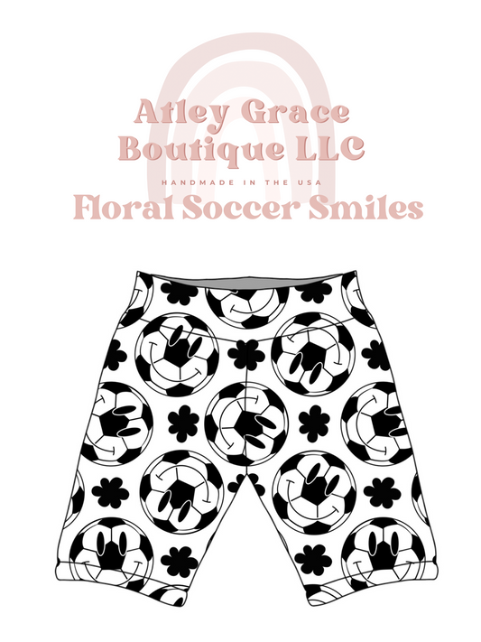 Floral Soccer Smiles | Biker Shorts