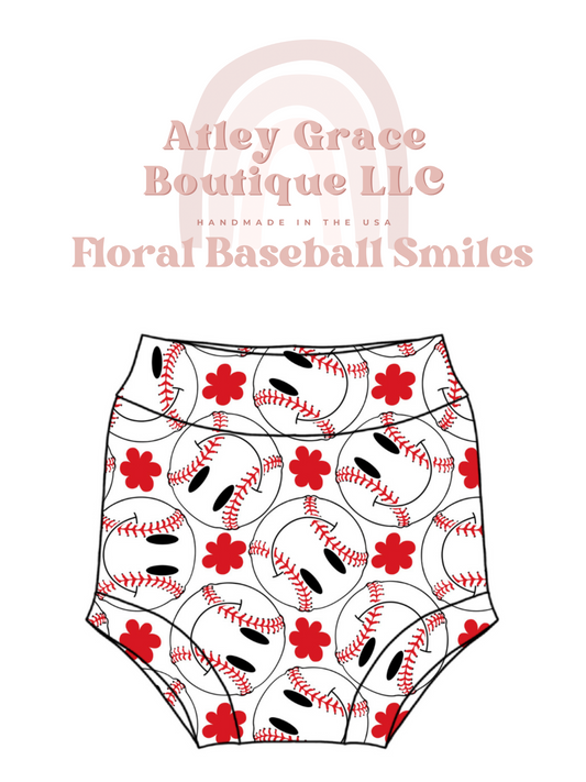 Floral Baseball Smiles | Bummies