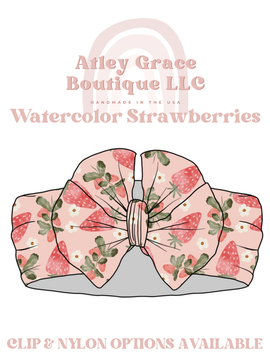 Watercolor Strawberries | Magnolia Bow