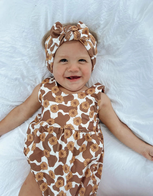 Cow Spots & Sunflowers | Bubble Romper