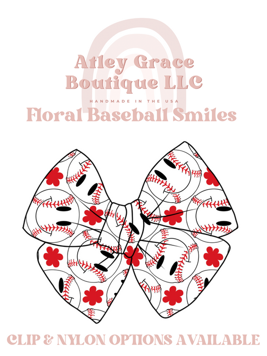 Floral Baseball Smiles | Gracelyn Bow