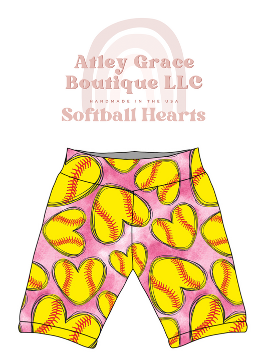 Softball Hearts | Biker Shorts